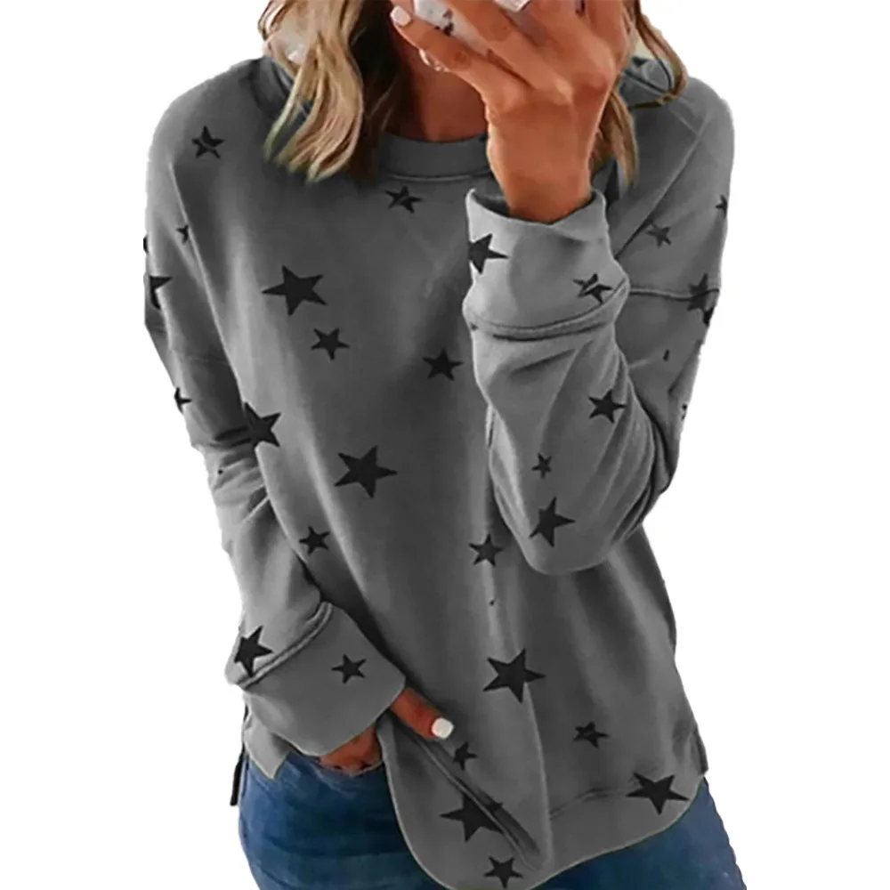 

Ursuper 2021 Autumn and Winter plus Size Women's Clothes Top New round Neck Long Sleeve Printed Sweater