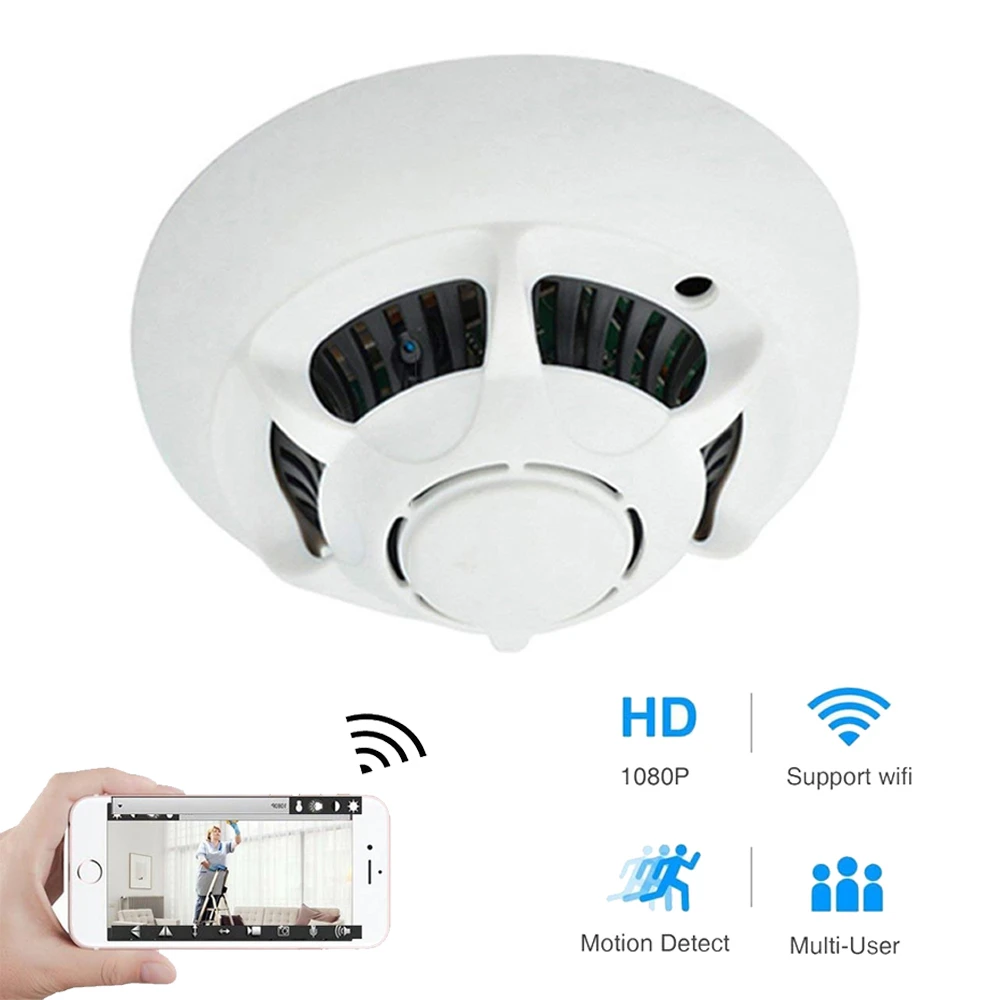 Камера дымовой сигнализации 1080P HD Mini WiFi Видеокамера с обнаружением движения |