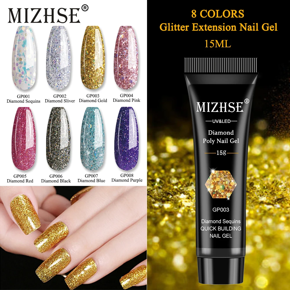 

MIZHSE 15 мл Гель-лак для ногтей полуперманентный блестящий гель поли лак для ногтей отмачиваемый УФ-Гель-лак для маникюра для красоты ногтей