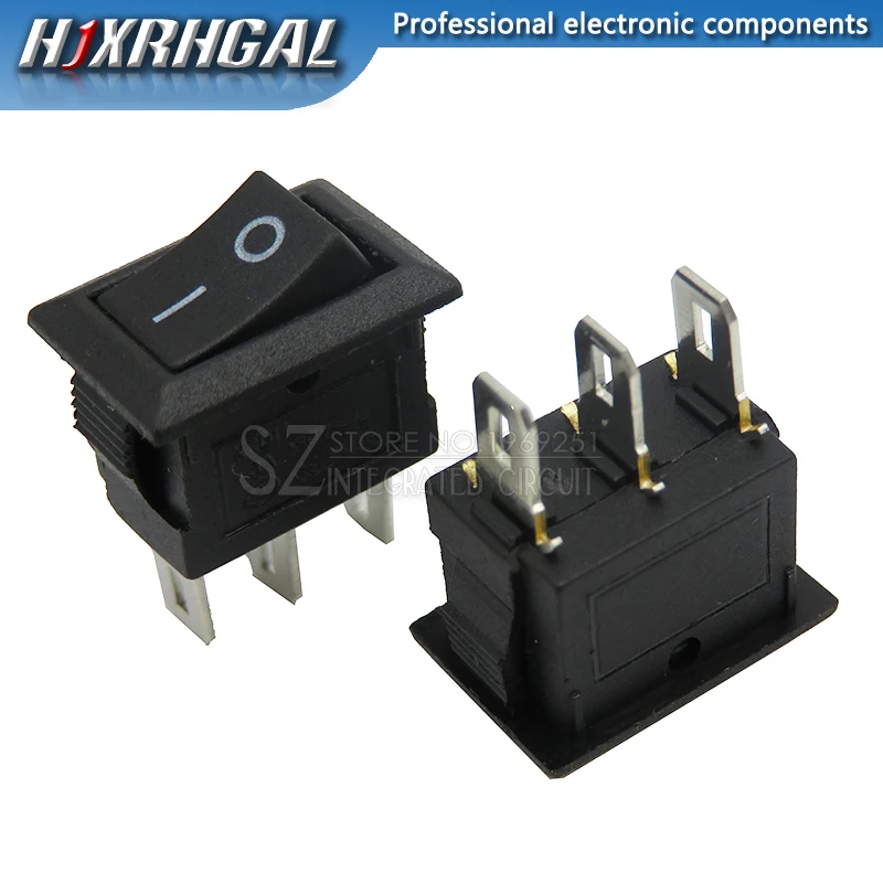 3Pin 2 block Black 10 шт. кнопочный переключатель 10x15 мм SPST 2Pin 3pin 3A 250V KCD11 защелкивающийся ВКЛ/ВЫКЛ перекидной Клавишный Выключатель 10 мм* 15 мм черный красный и белый - Цвет: 3Pin 2 block Black