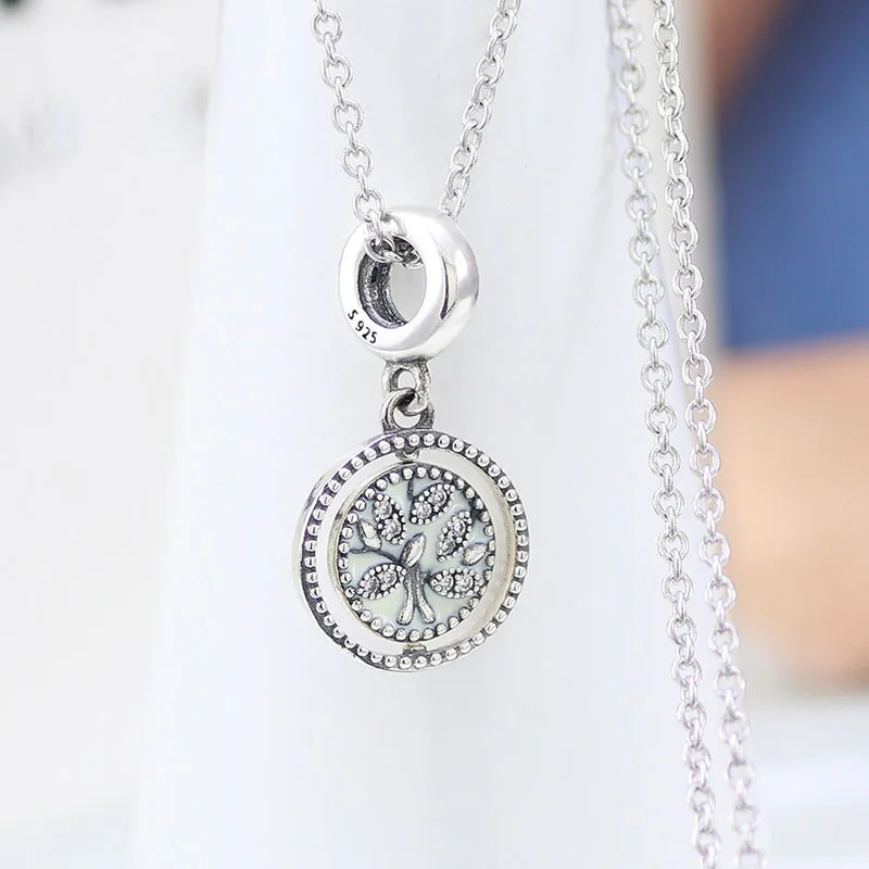 

Authentic 925 Sterling Silver New Creative Pendant Of Rotating Tree Of Life Fit Pandora Women Bracelet & Necklace Diy Jewelry