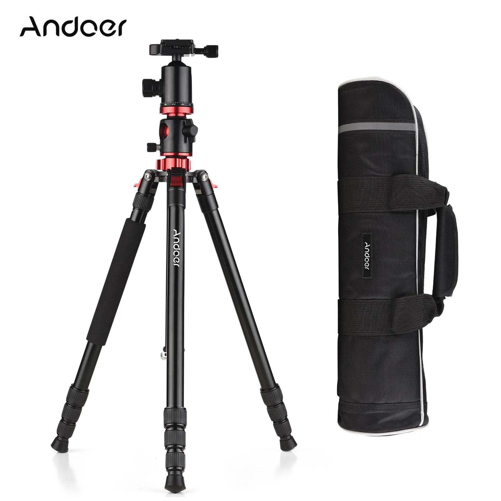 

Andoer 76 Inch Camera Tripod Portable Tripod Stand with 1/4 Inch Scew Quick Release Plate 360 Degree Ball Head for Camera Tripod