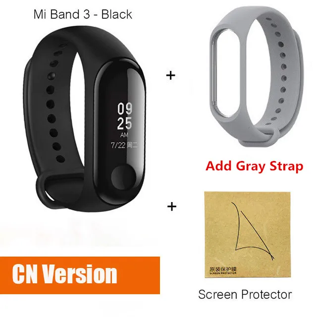 Mi 3 CN gray film Xiaomi mi band 3 mi Band 4 новейший музыкальный умный Браслет пульсометр фитнес 135 мАч 3 Цвета экран Bluetooth 5,0 - Цвет: Mi 3 CN gray film