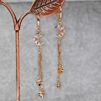 trendy gold plated copper moon drop earrings for women white zirconia wedding fashion jewelry accessories party birthdaygift