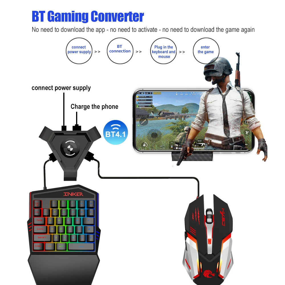 Конвертер P5 для игровой клавиатуры и мыши мобильных телефонов Android подключение BT