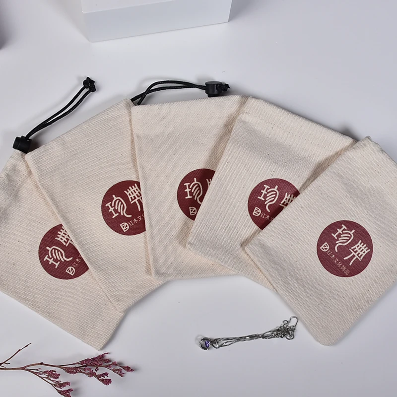 

50 Pcs/lot Personalized Logo Jewelry Pouches Linen Jewelry Display Bags For Bracelet Earring Necklace Lipstick Storage Organizer