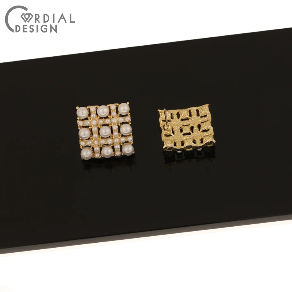 

Cordial Design 50Pcs 28*28MM Jewelry Accessories/Hand Made/Rhinestone Earring Stud/Square Shape/Imitation Pearl/Earring Findings