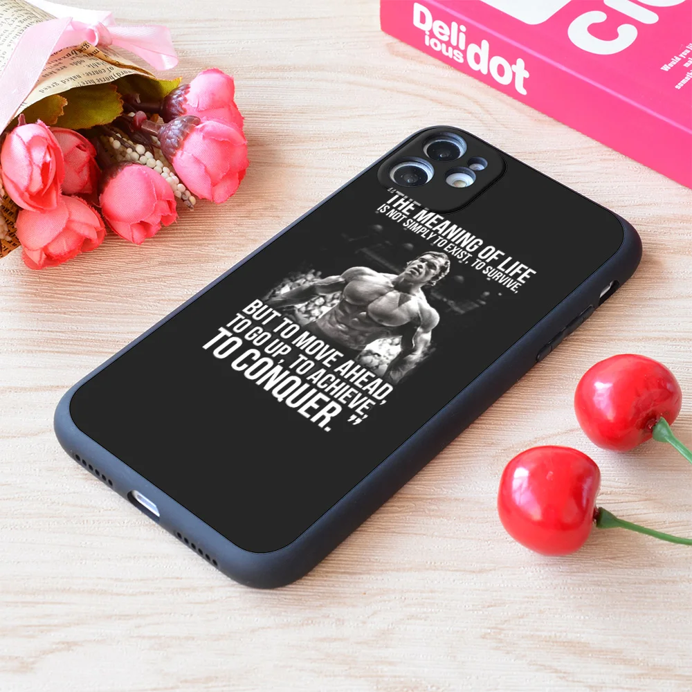 

For iPhone Arnold Schwarzenegger Arnie Conquer Quote Print Soft Matt Apple iPhone Case