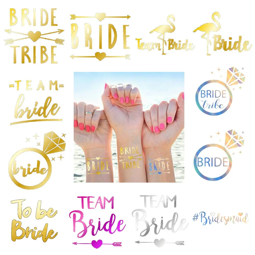 Команда надпись Bride Tribe Жених подружки невесты татуировки Стикеры для с надписью