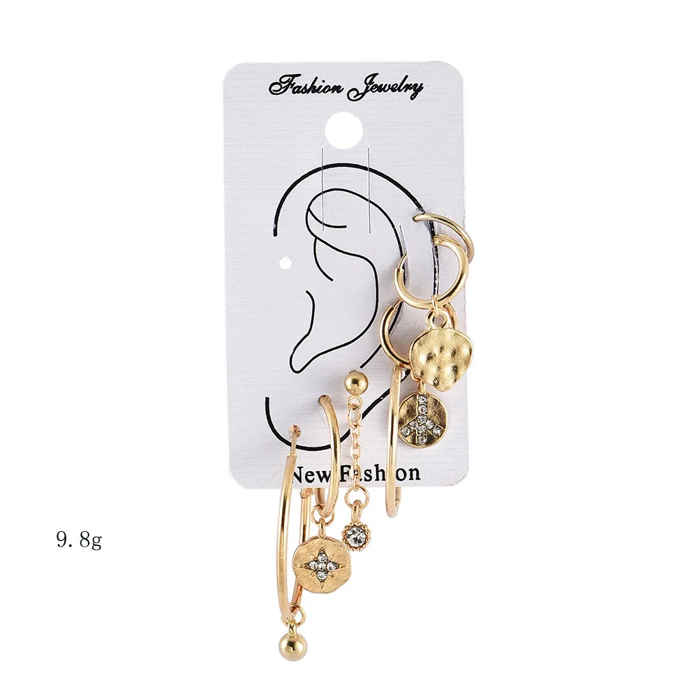 

7PCS New Trendy Street Shot Heart-Shaped Starlight Women's Ear Hoop Earrings Combination Popular Fashion Personality Jewelry