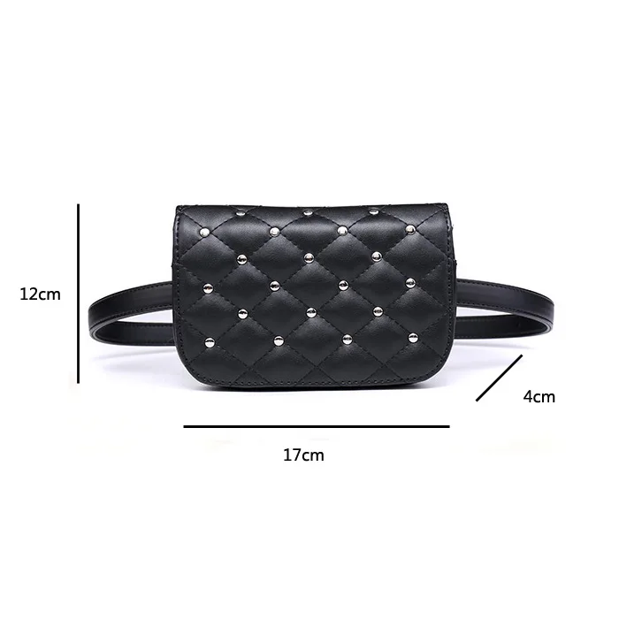 aliwood New Rivet Diamond Brand Women's Waist Bag Crossbody Bag Lingge Embroidery PU Leather Female Chest bag Casual Belt Wallet