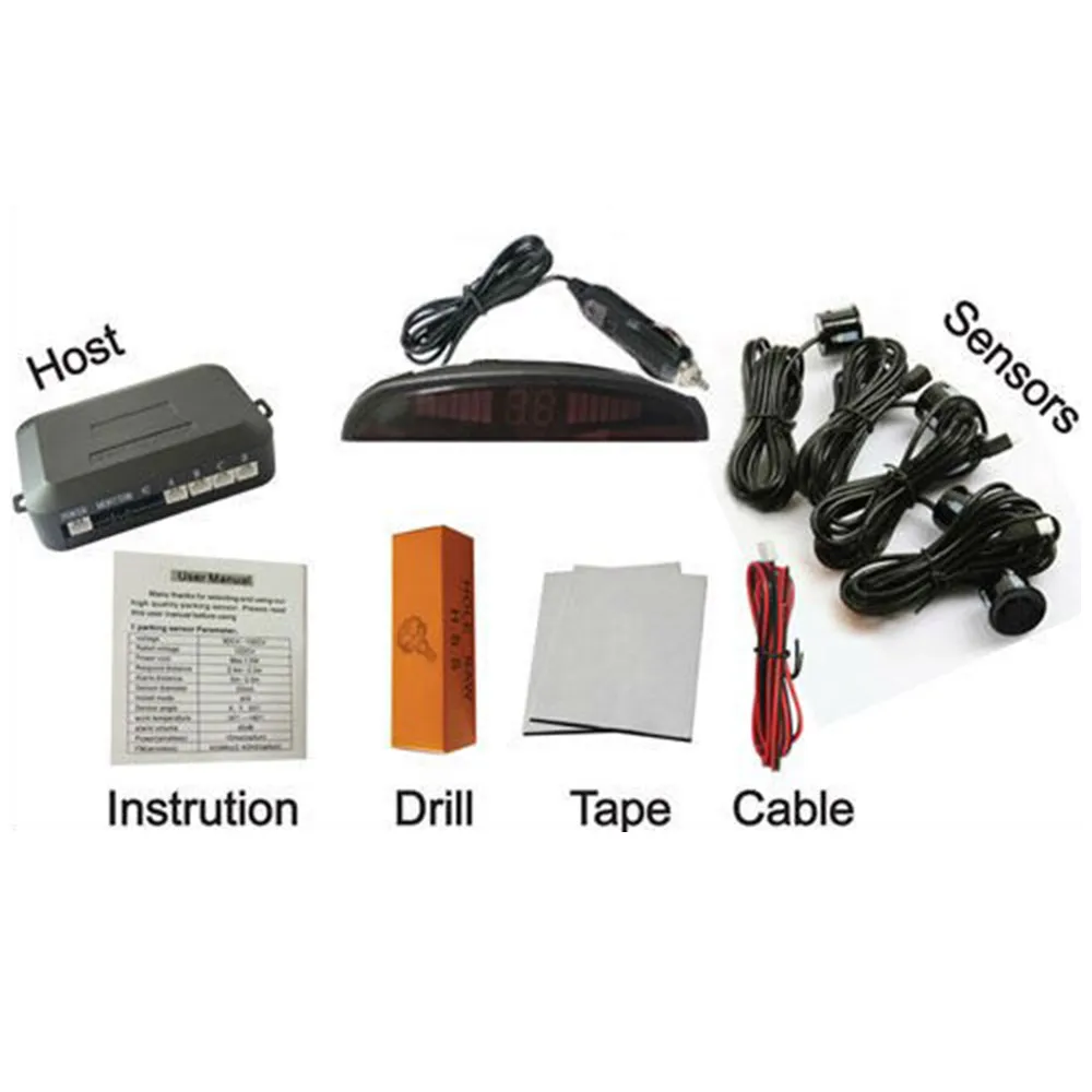 Беспроводной Автомобильный парктроник система с 4 датчиками радар для парковки