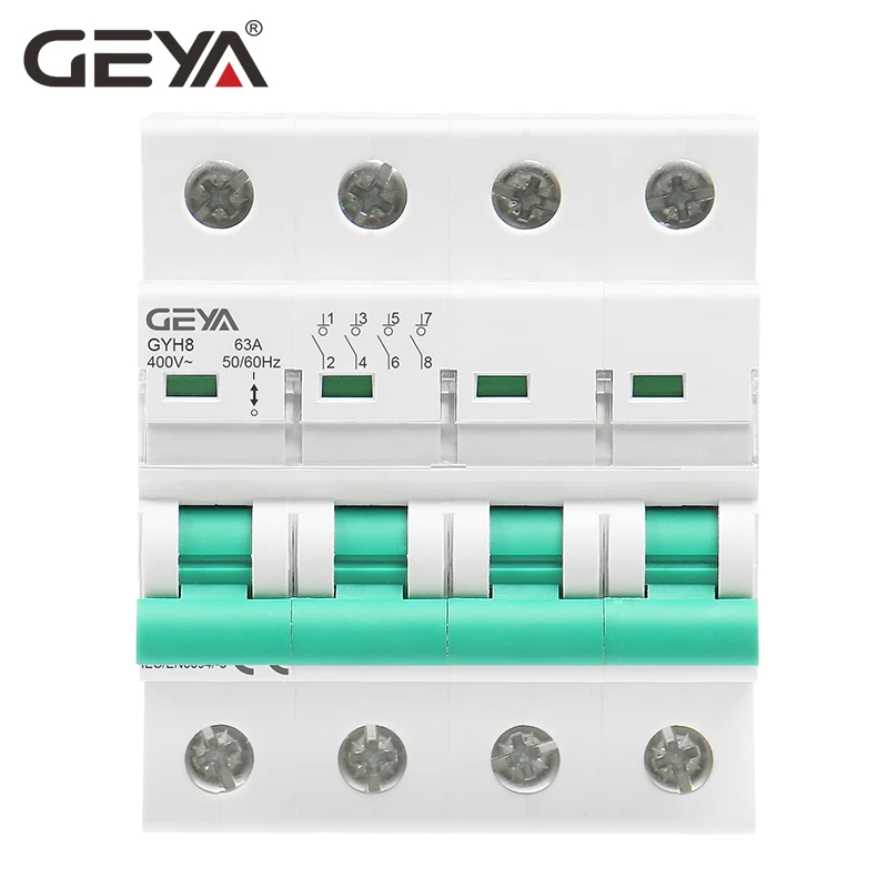 GEYA GYH8 Din Rail 4 полюса выключатель 400V главный 63A 100A 125A изолятор