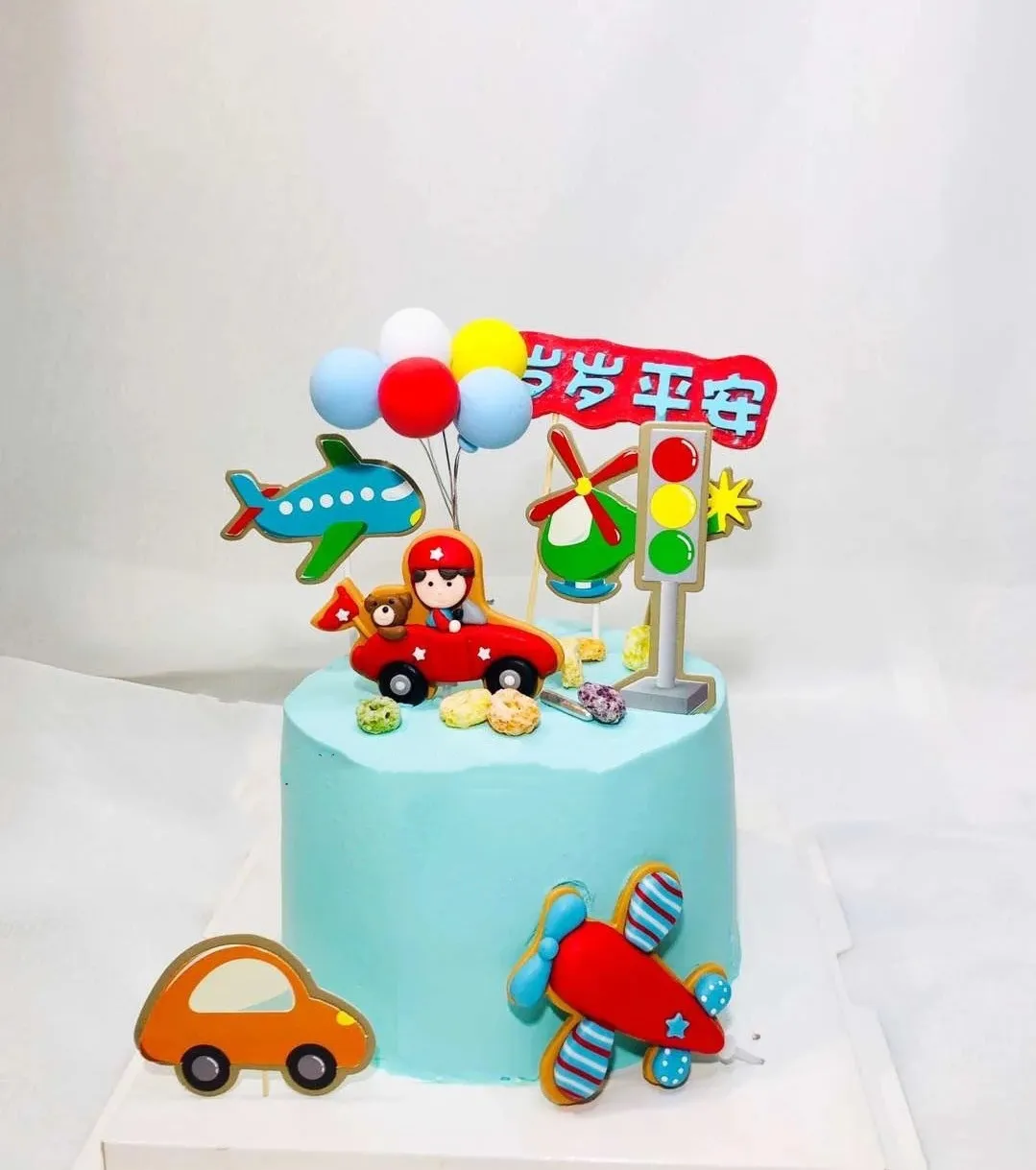 Украшение для торта Авиатор мальчик астронавт Мягкая Керамика самолет облако