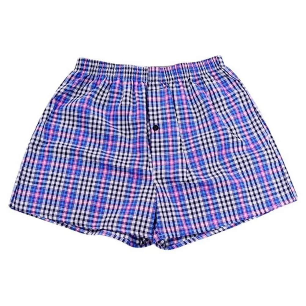 

Casual Plaid Print Elastic Waist Men Underwear Summer Beach Pants Boxers Shorts