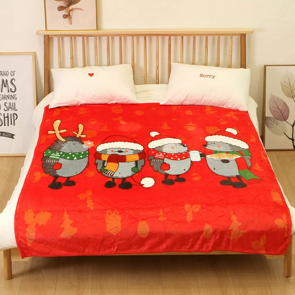 OUNEED Christmas Blanket Flannel Fabric Sofa Bed Blanket 150x200CM Office Children Towel Portable Car Travel Cover Blanket#45
