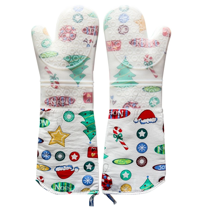 

Christmas Silicone Gloves Kitchen Utensils Microwave Oven Non-Slip Gloves Silicone Insulation Baking Tools, 2PCS