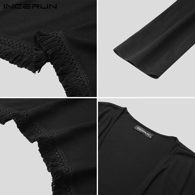 

Fashion Men Irregular Outerwear Long Trench Open Stitch Streetwear Long Sleeve Solid Color Mens Coats Windbreakers S-5XL INCERUN