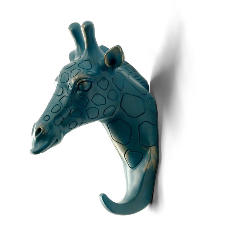 Giraffe Head Single Wall Hook Bronze with 5Pcs Love Heart Coat Hooks Cast Iron Mount Hat | Дом и сад