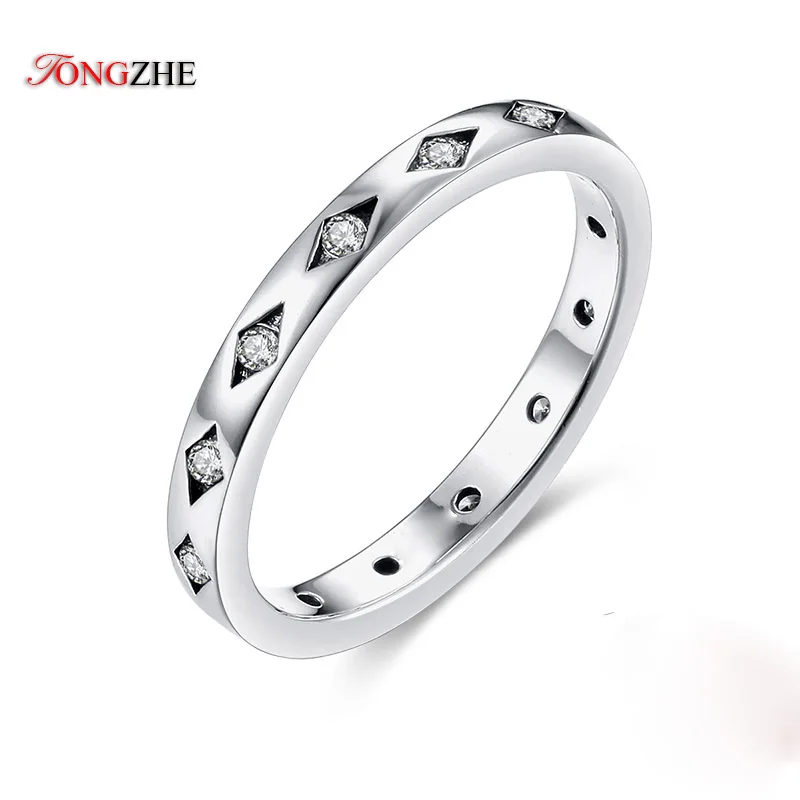 Кольца для влюбленных TONGZHE ювелирные изделия из белого золота с кубическим