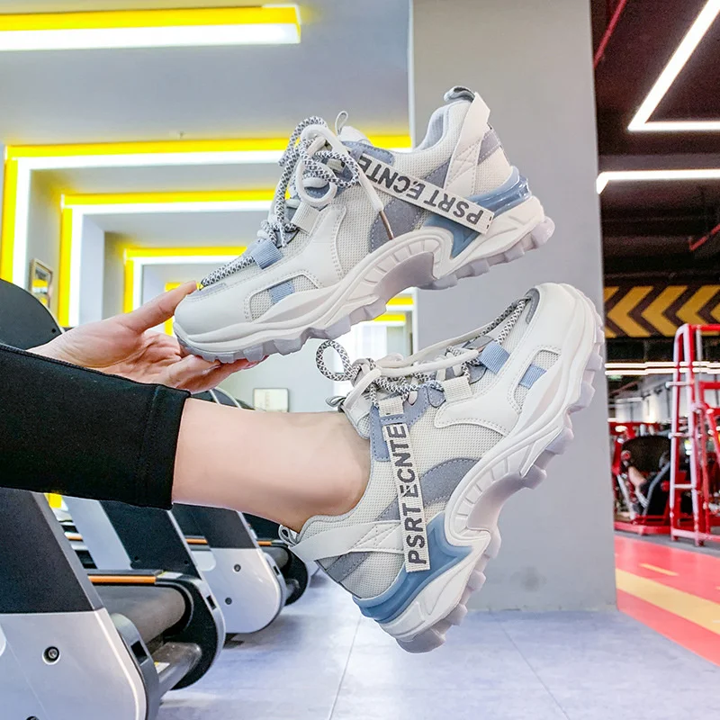 

Women casual sneakers breathable mesh leather platform sneakers non-slip comfortable running shoes women 2021 new fashion