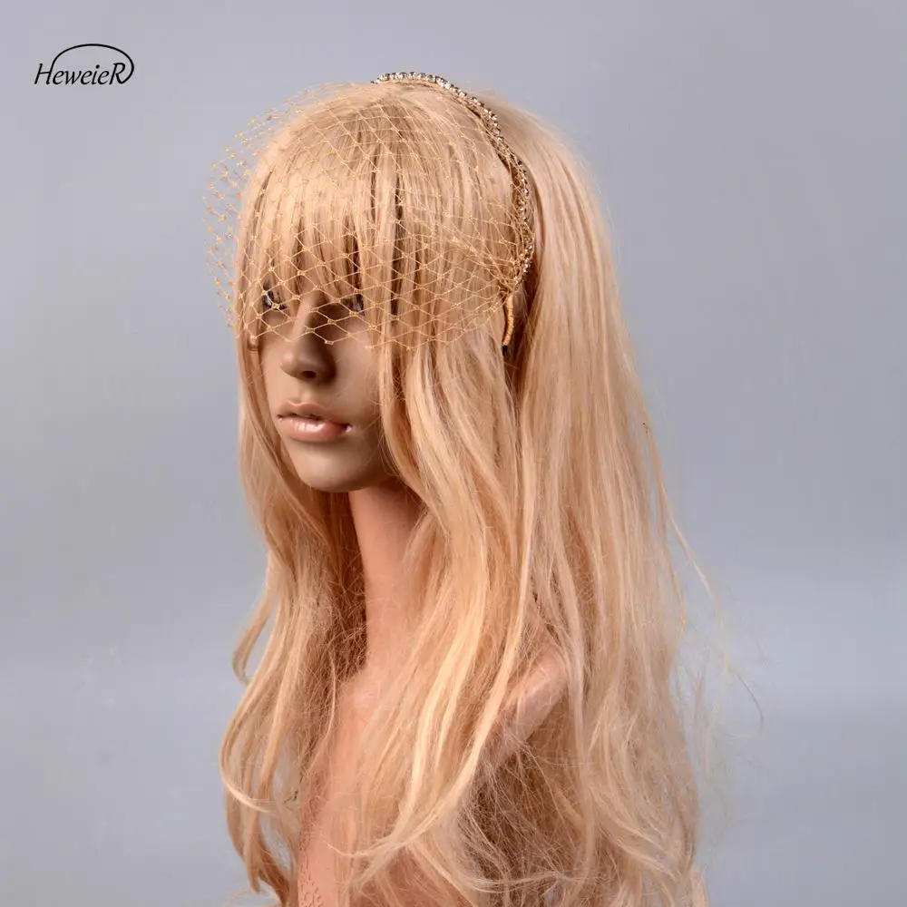 

Handmade Birdcage Netting Rhinestones Headband Wedding Fascinator Veil Hirdband Hair Clip