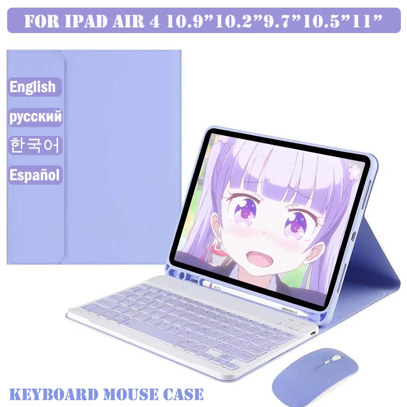 

Корейский чехол с клавиатурой и мышью для iPad Air 4 10,9 2020 Pro 11 2018 9,7 10,2 10,5 2019 5th 6th 7th Generation Air 2 3, чехол