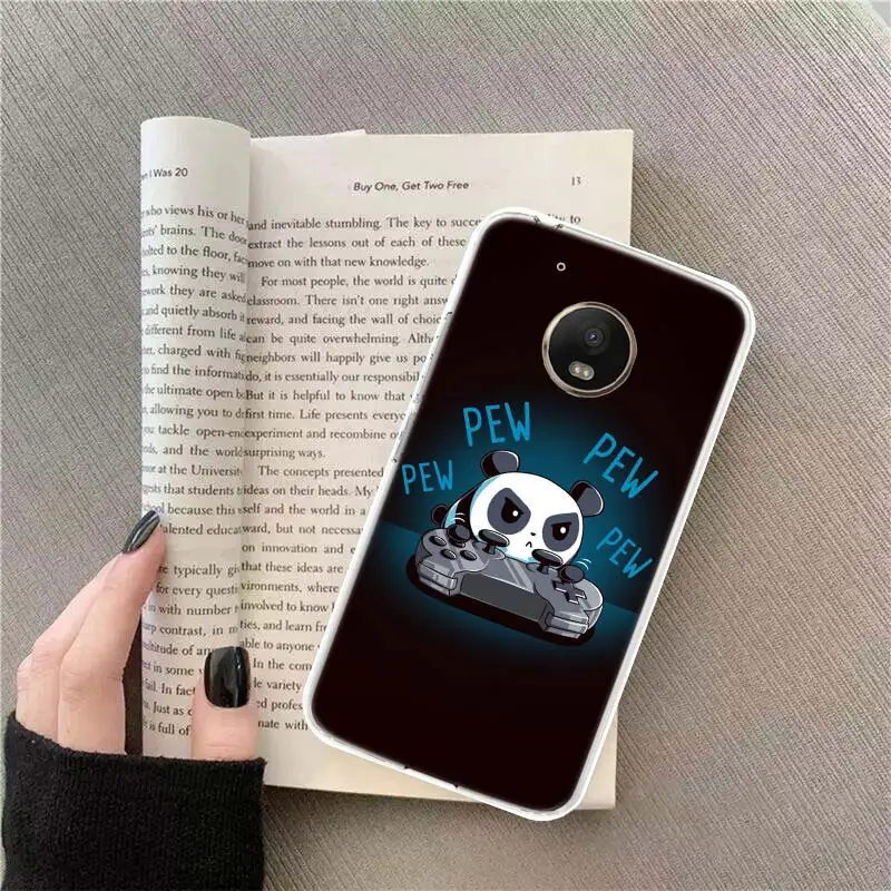 panda anime cute cover phone case for motorola one action vision cover moto g9 plus g8 play g7 power g6 g5 g5s e6 e5 capa shell free global shipping