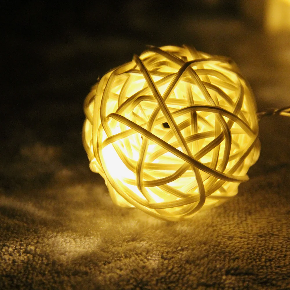 Светодиодный ротанга шары гирлянда декоративные AC220V 20 Luminaria Рождество патио