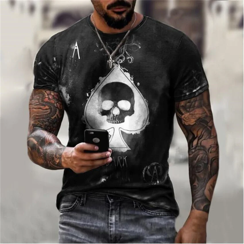 

Men's 2021 Summer New Poker 3D Printed T-shirt Fashion Harajuku Short Sleeve Men's Casual Street Wear Oversized Top
