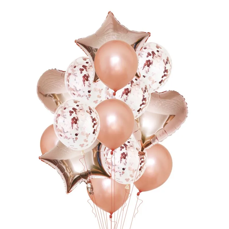 Близнецы розовое золото 1 й День рождения фольги шары из латекса шарики для