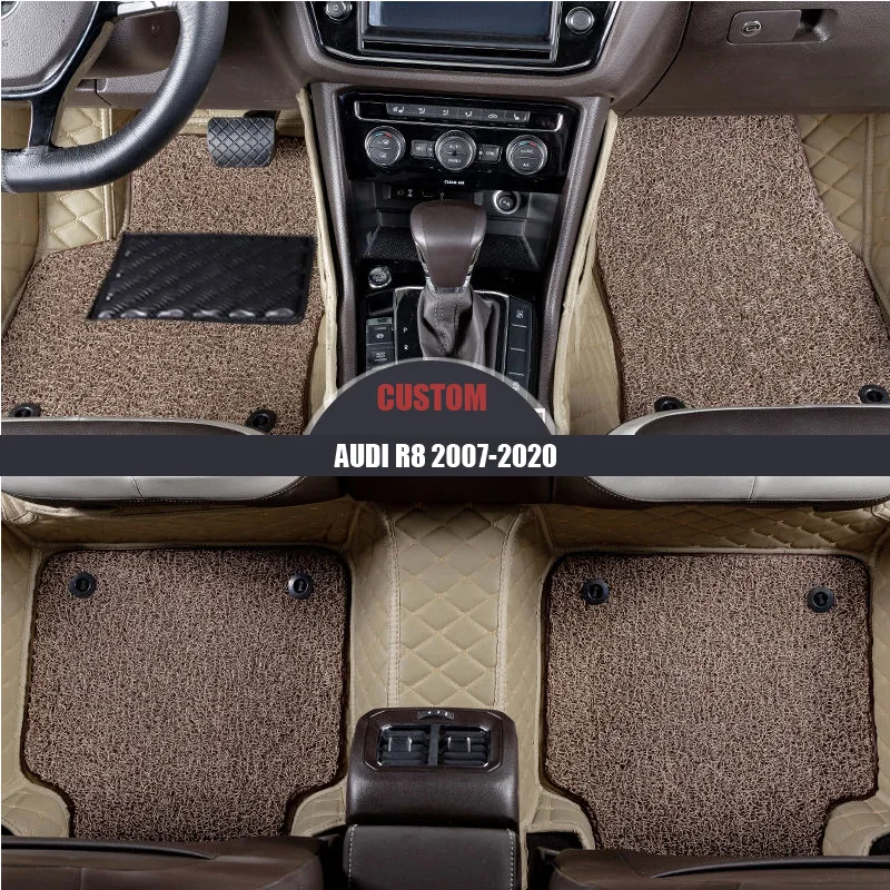 

Custom Leather Car Floor Mats For Audi R8 2007-2014 2015 2016 2017 2018 2019 2020 Custom auto foot Pads automobile carpet covers
