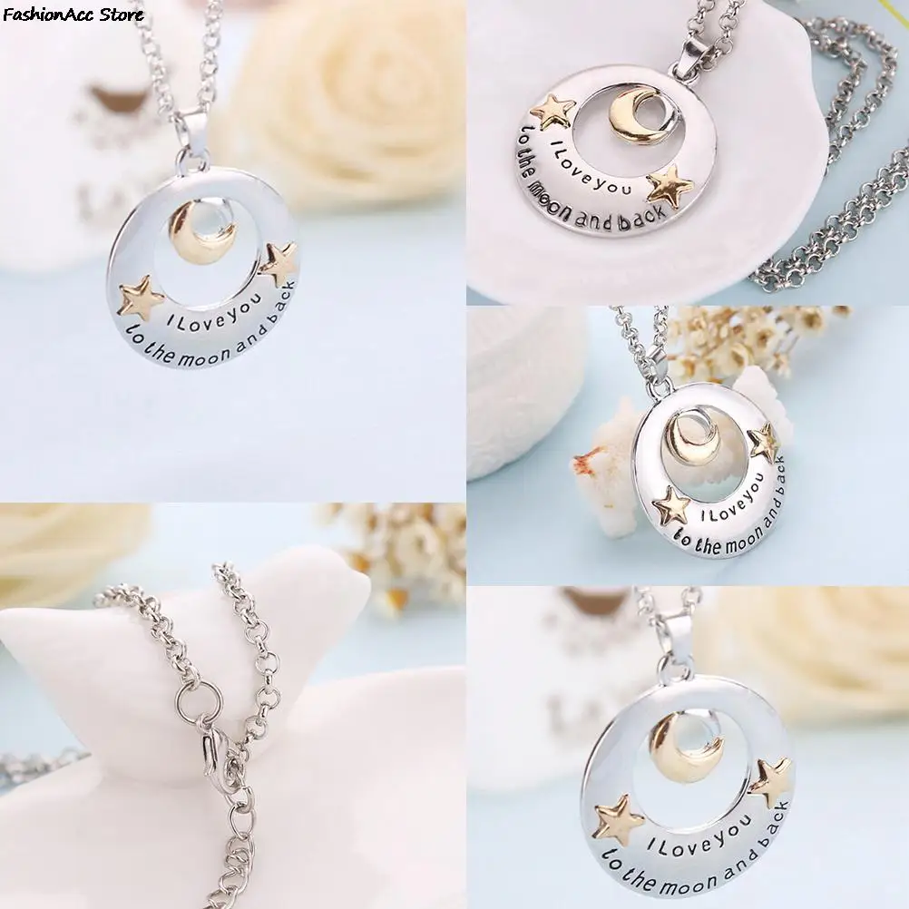 Ожерелье с защелкой ювелирное изделие я люблю вас к Луне и спине кулон-мячик на