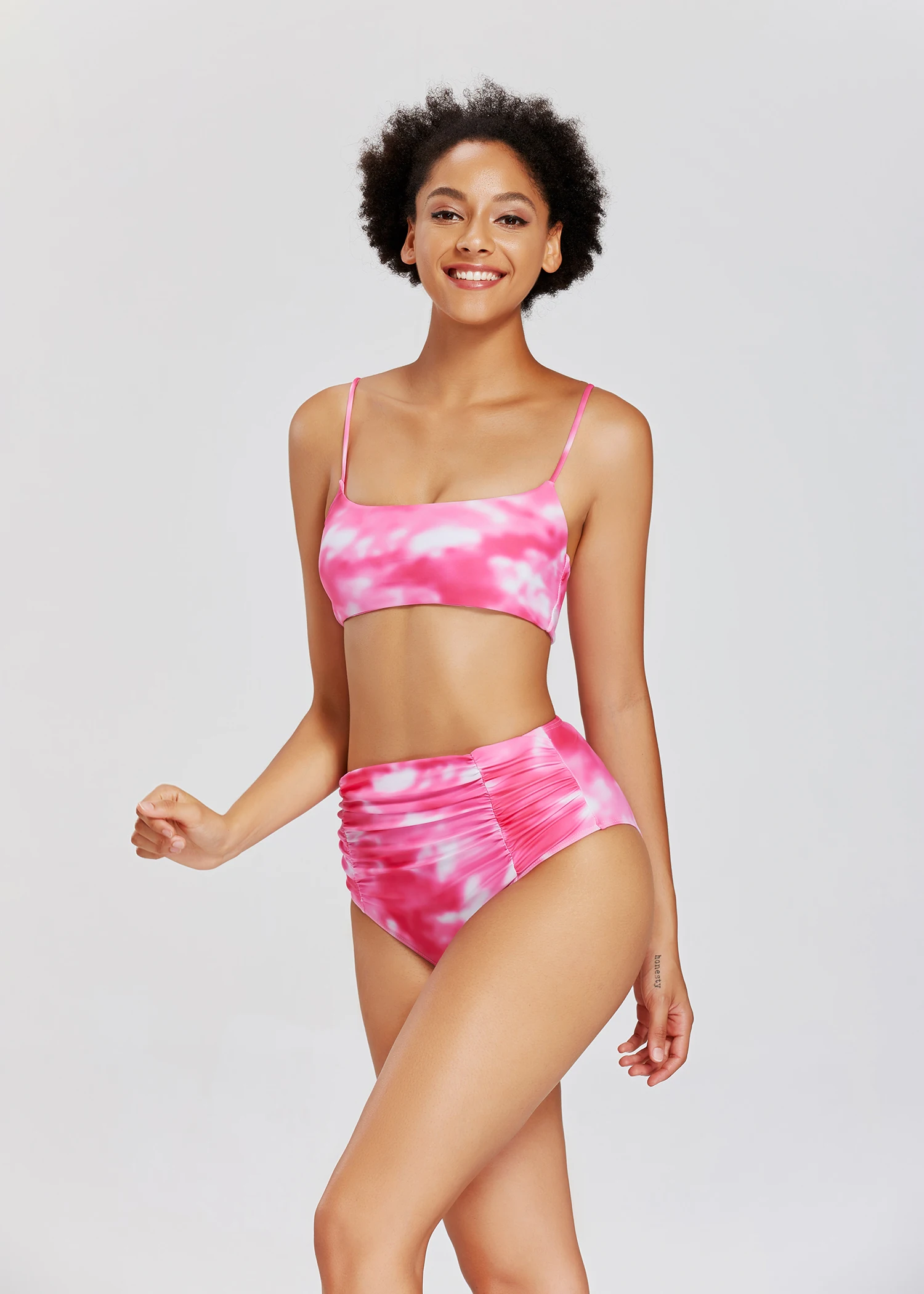 2022 New European and American Sexy Split Printing Swimsuit Women Beach Bikini Swimwear Suit