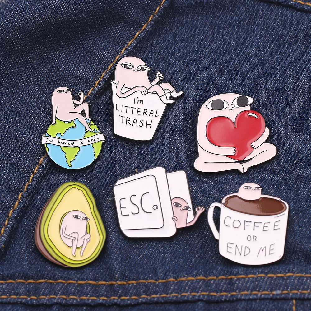 Милые Мультяшные мобы брошь эмаль любовь кофе чашка авокадо значок на рюкзак