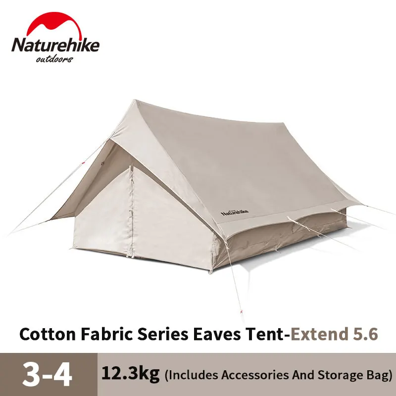Naturehike 3-4 Person Family Tent Camping Cotton Eaves Big Space Waterproof Thickened Outdoor Hiking Picnic Extend5.6 | Спорт и