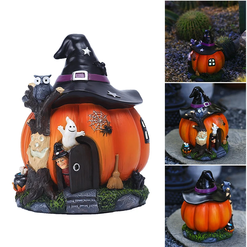 

Украшение на Хэллоуин, светящийся полимерный тыквенный дом ведьмы для дома, гостиной, сада, украшение, декоративное украшение jardineria