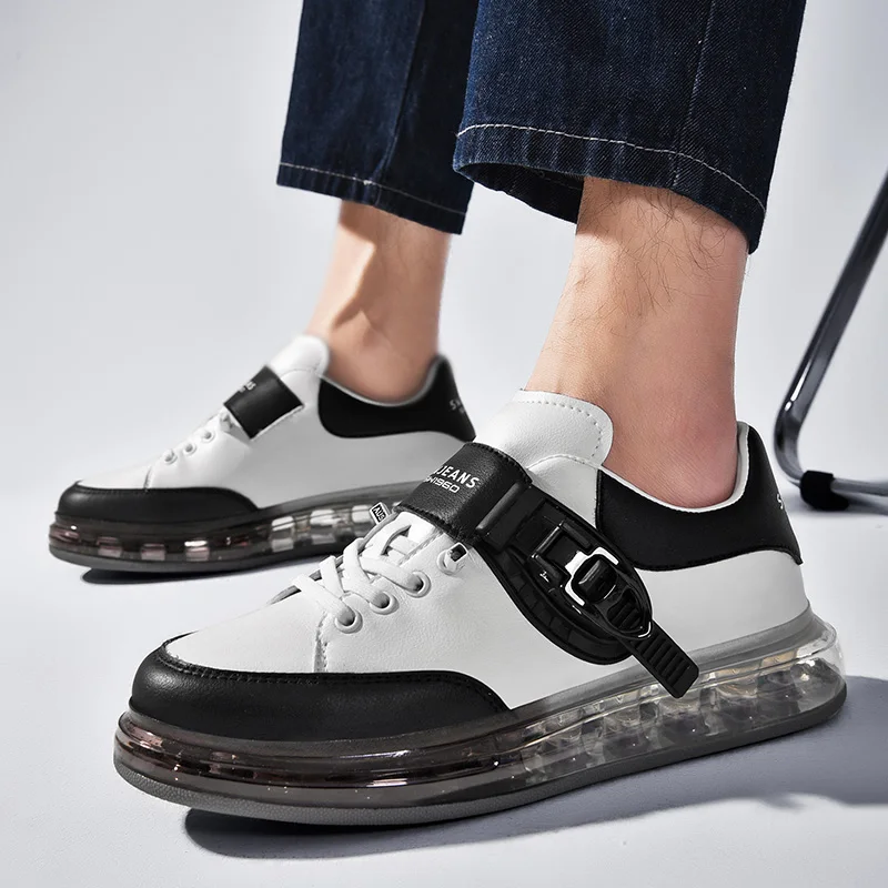 

New Men Casual Fashion Sneakers Ins Super Fire Country Tide Sports All-match Split Leather White Shoes Air Cushion Shoes