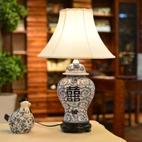 chinese traditional blue white porcelain ginger jar table lamps for bedroom