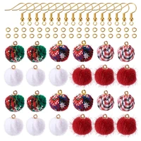 50pcsset diy christmas earring making kits faux mink furcloth fabric covered pendants brass earrings for women girl jewelry