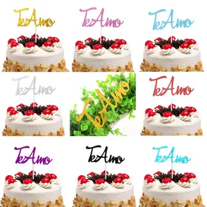Новый Te Amo испанский флажки для торта Love You ко Дню Святого Валентина для торта свадебные Обручение вечерние Декор торт фигурки жениха и невесты; На заказ