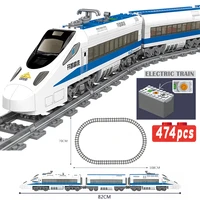 technical modern city high speed express train model set tracks motor power electric railway building blocks toys for kid gifts