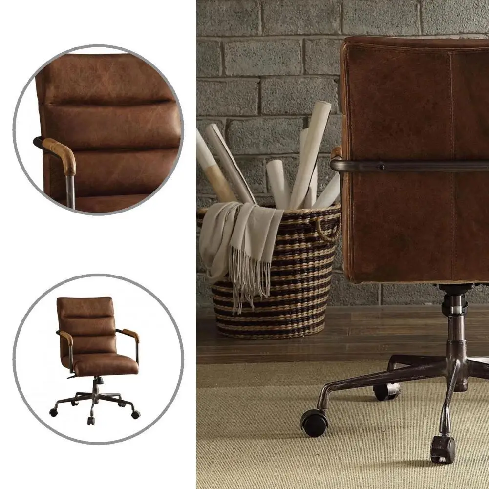 

Strong Loading Useful Faux Leather Upholstered Swivel Chair Faux Leather Swivel Accent Chair Retro for Home