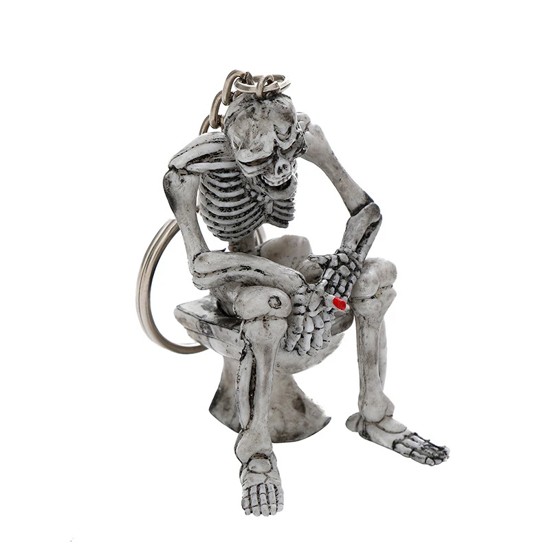 1pc Creativity Personality Interesting Funny Rubber Skeleton Skull Cool Toys Toilet Purse Bag Keychain Car Accessories Nice Gift |
