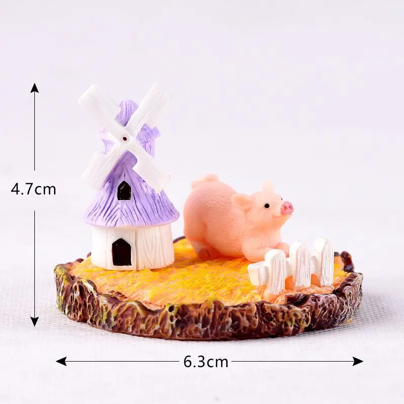 Пейзаж Дом DIY смолы ремесла кролик поросенок кукла Лебедь фигурки животных