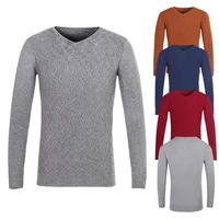 2021 new men s knitwear solid color v neck inner sweater slim fit long sleeved pullover leisure warm sweater