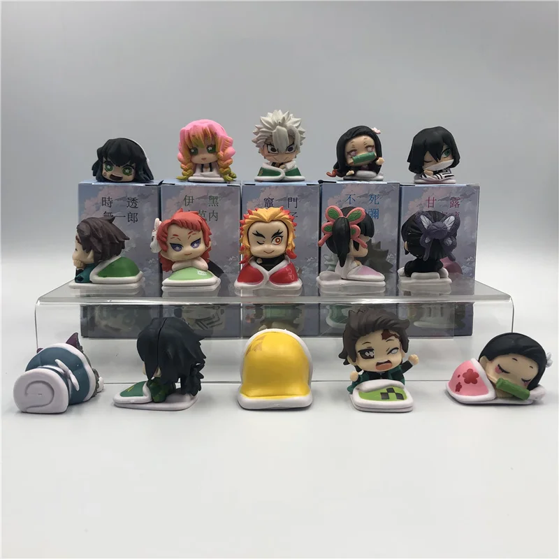 

5PCS/Set Demon Slayer Kimetsu no Yaiba Kamado Tanjirou Nezuko Zenitsu Giyuu Inosuke Cute Sleeping Action Figure Model Toy