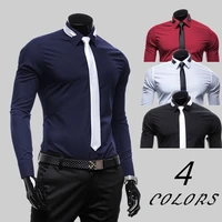 2021 mens shirts long sleeve casual slim fit men dress shirts solid color formal business social clothing blouse