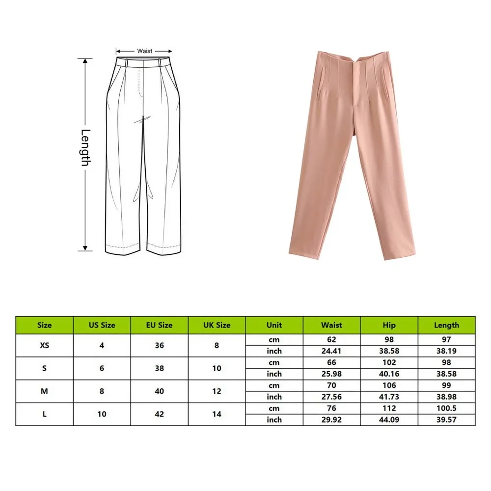 

2021 Spring Trouser Suits High Waisted Pants Women Fashion Office Beige Pants Chic Button Zip Elegant Pink Casual Woman Pants