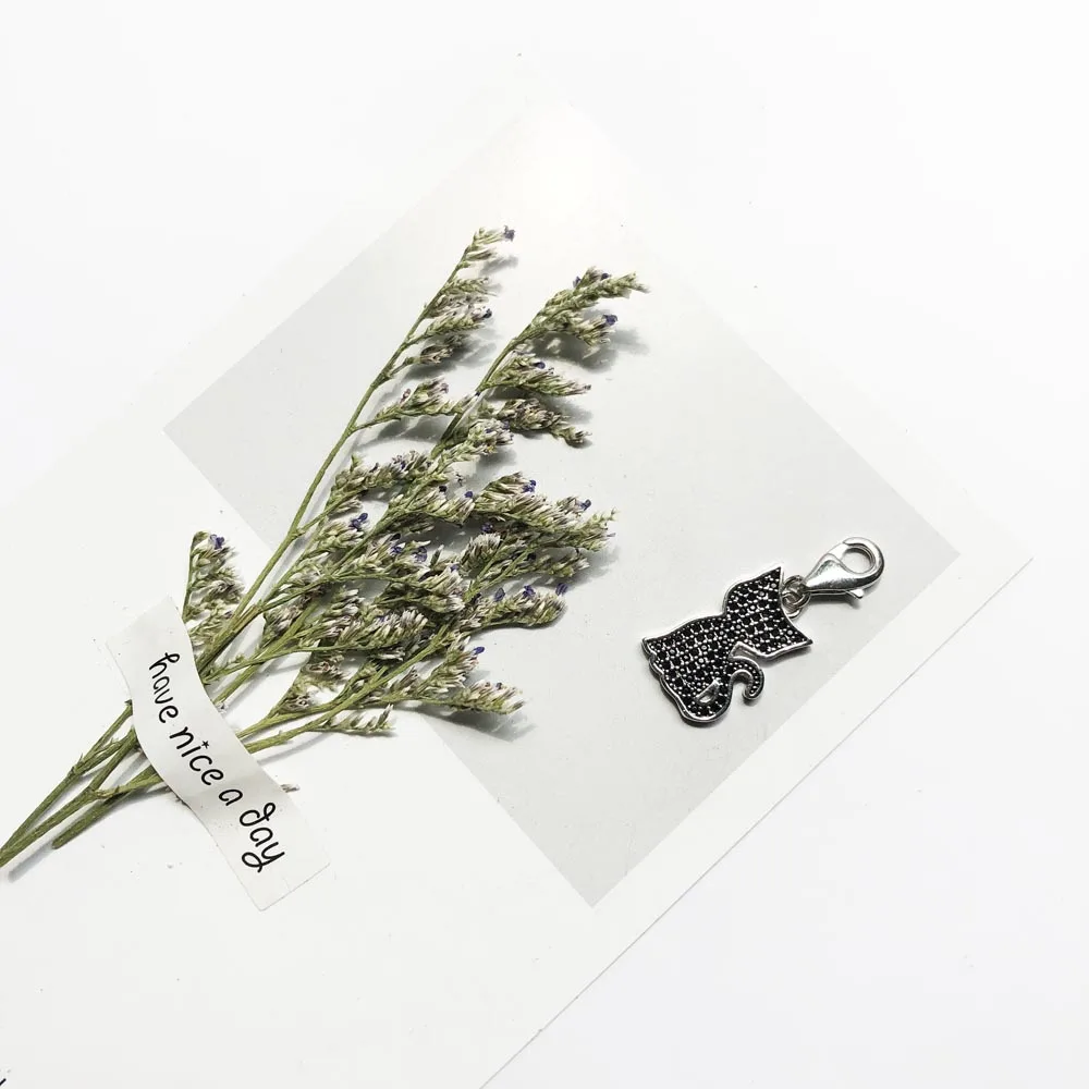 Подвеска в виде кошки с черной ПАВЕ ювелирные изделия 2018 из серебра 925 пробы милый